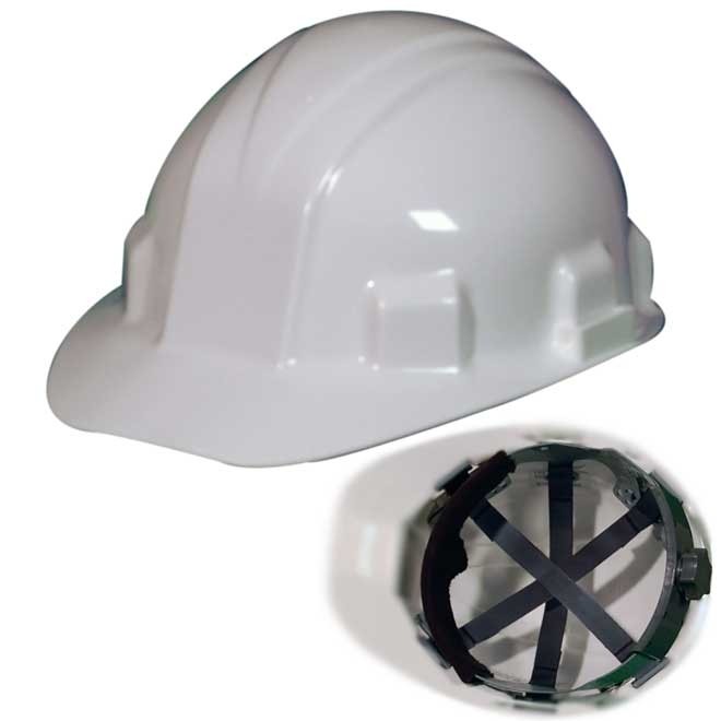 White Hard Hat with 6 pt. Ratchet Sentry III