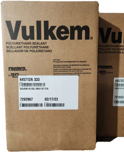 Box of Tremco Vulkem 45 SSL quart tubes