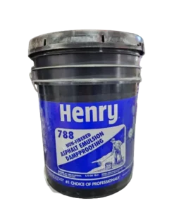 A 5 gallon bucket of Henry HE 788 dampproofing