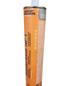 A single tube of Masterseal NP1 Aluminum Gray colored caulk.