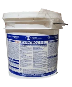 A bucket of Dynatrol II Self-Level Elastomeric Sealant