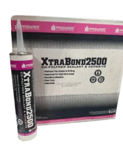 A tube next to a full box of XtraBond 2500 co-polymer Sealant and adhesive