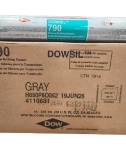 A box and single 20oz sausage of DOWSIL 790 Silicone Building Sealant