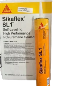 A 30oz tube of Sika SL1 next to the box of 12 it comes in.