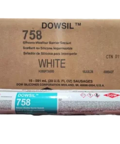 A box of DOWSIL 758 20oz sausages with one in front